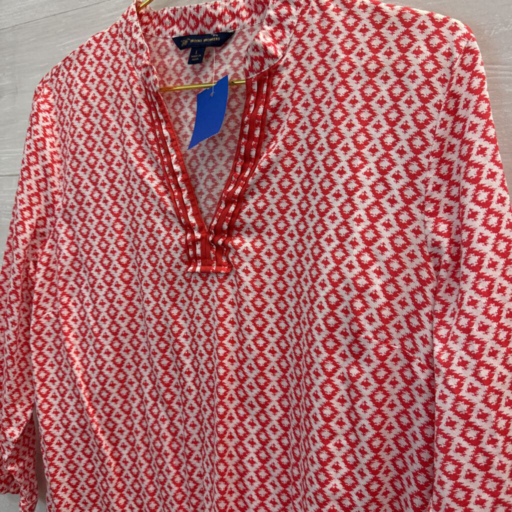 Brooks Brothers Red Printed Tunic Top Large