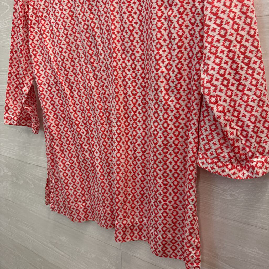 Brooks Brothers Red Printed Tunic Top Large