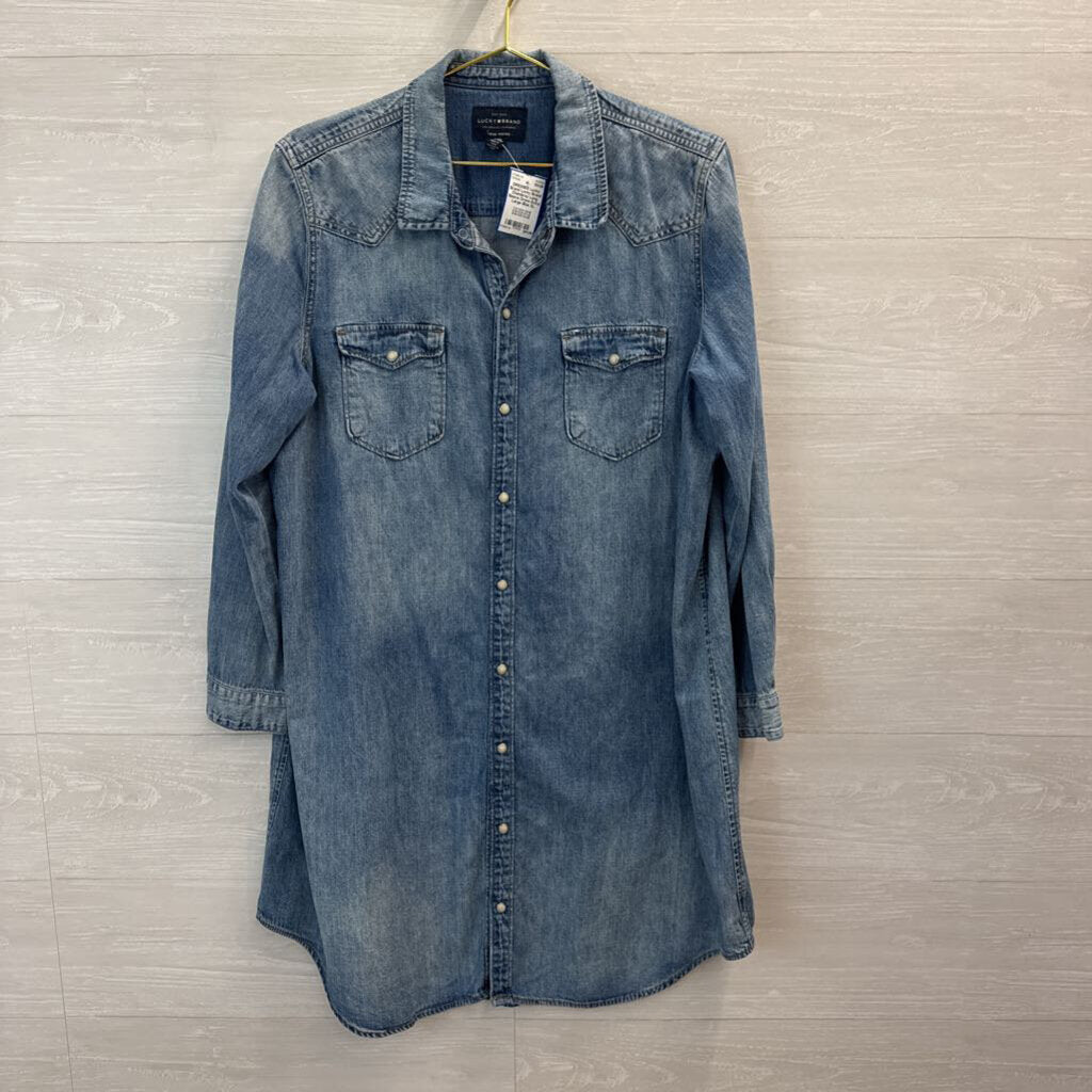 Lucky Brand Chambray Long Sleeve Dress Extra Large