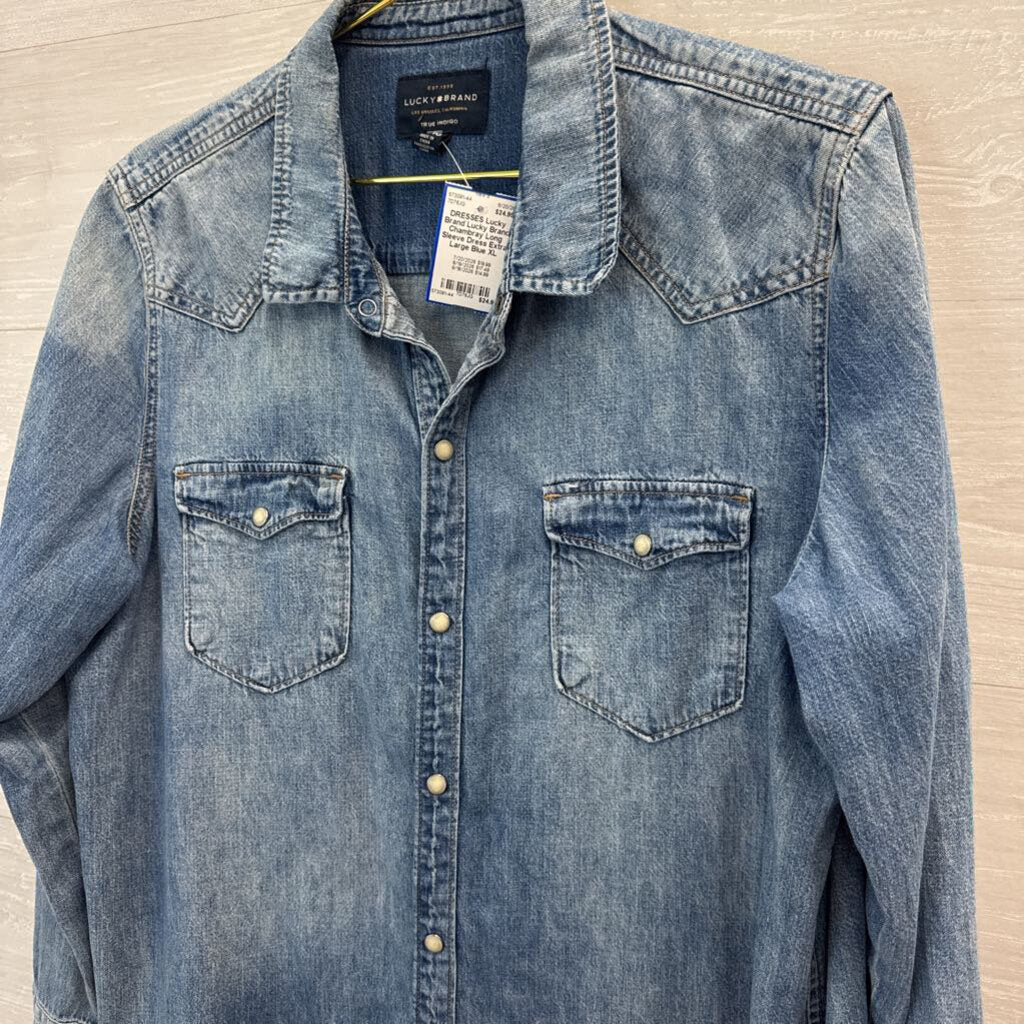 Lucky Brand Chambray Long Sleeve Dress Extra Large