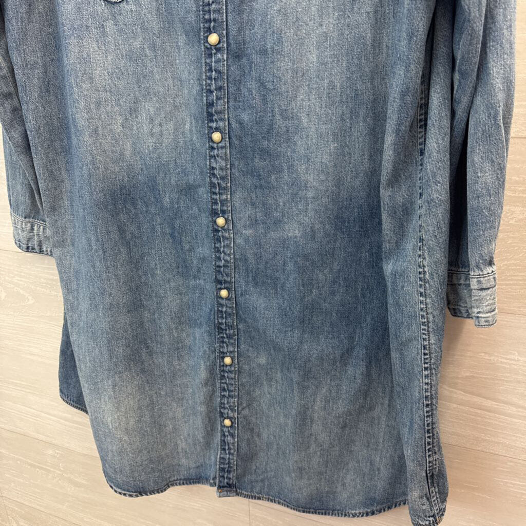 Lucky Brand Chambray Long Sleeve Dress Extra Large