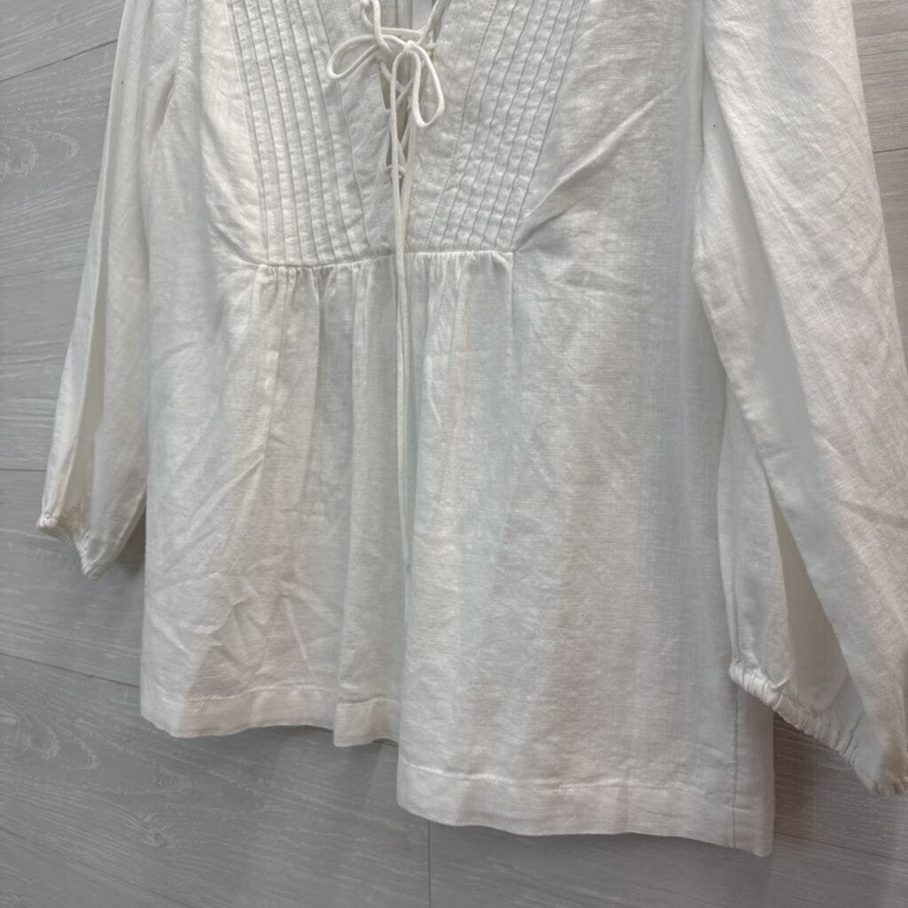Lucky Brand Cotton Lace Front Long Sleeve Top Medium