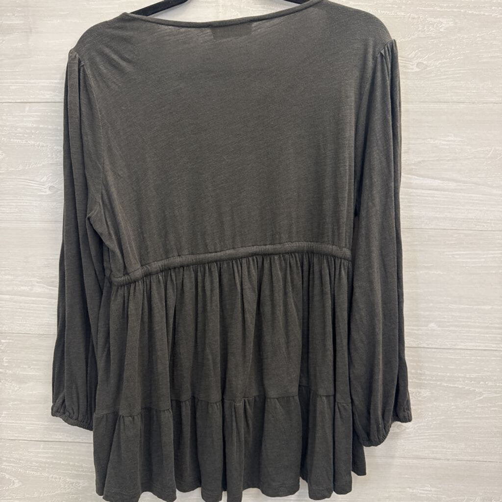 Lucky Brand Embroidered Long Sleeve Tunic Top Medium