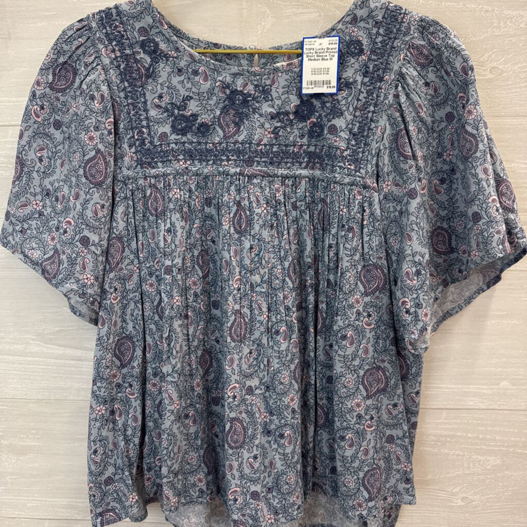 Lucky Brand Printed Short Sleeve Top Medium