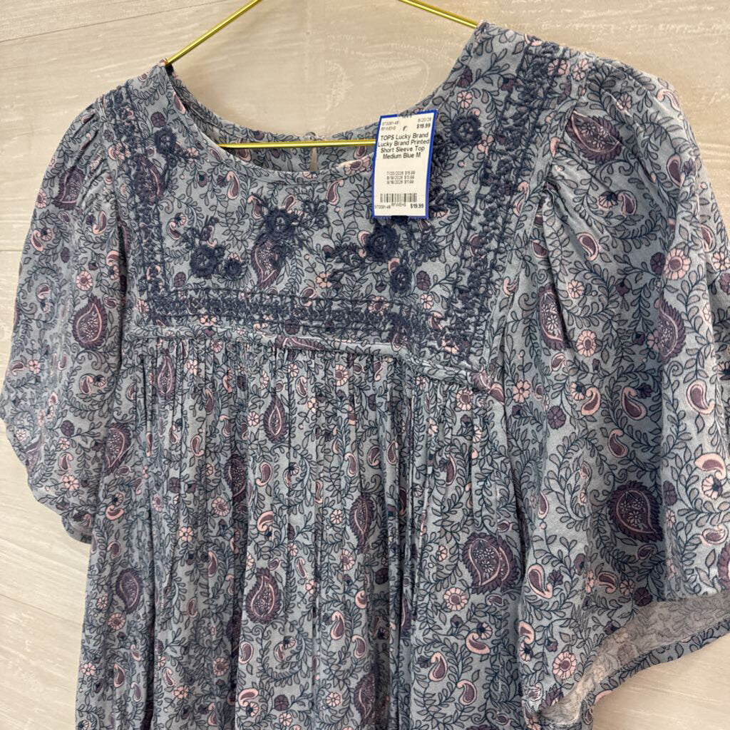 Lucky Brand Printed Short Sleeve Top Medium