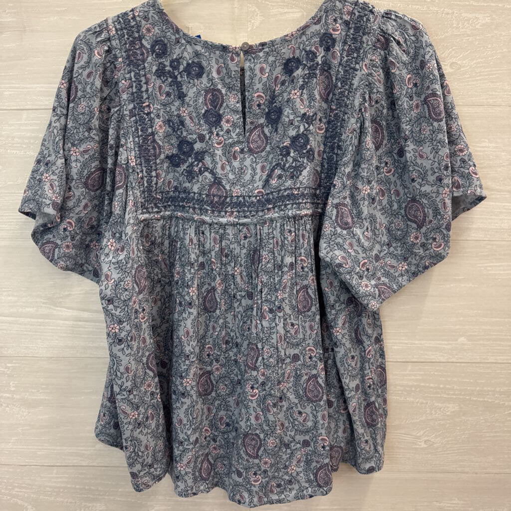Lucky Brand Printed Short Sleeve Top Medium