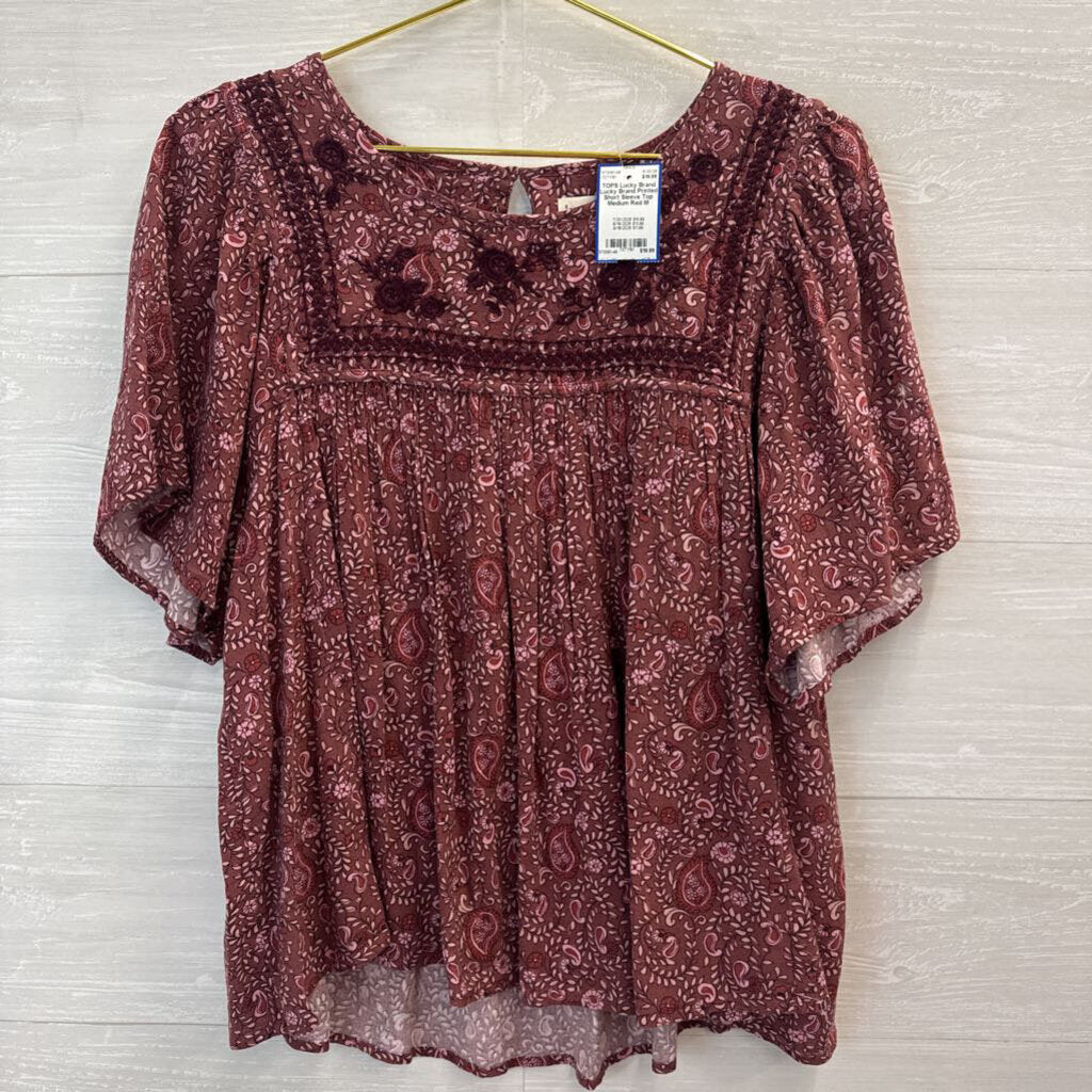 Lucky Brand Printed Short Sleeve Top Medium