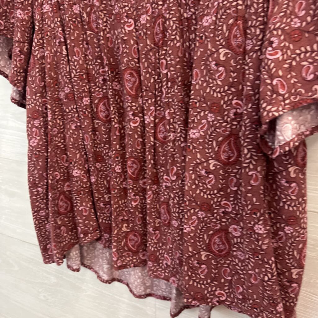 Lucky Brand Printed Short Sleeve Top Medium