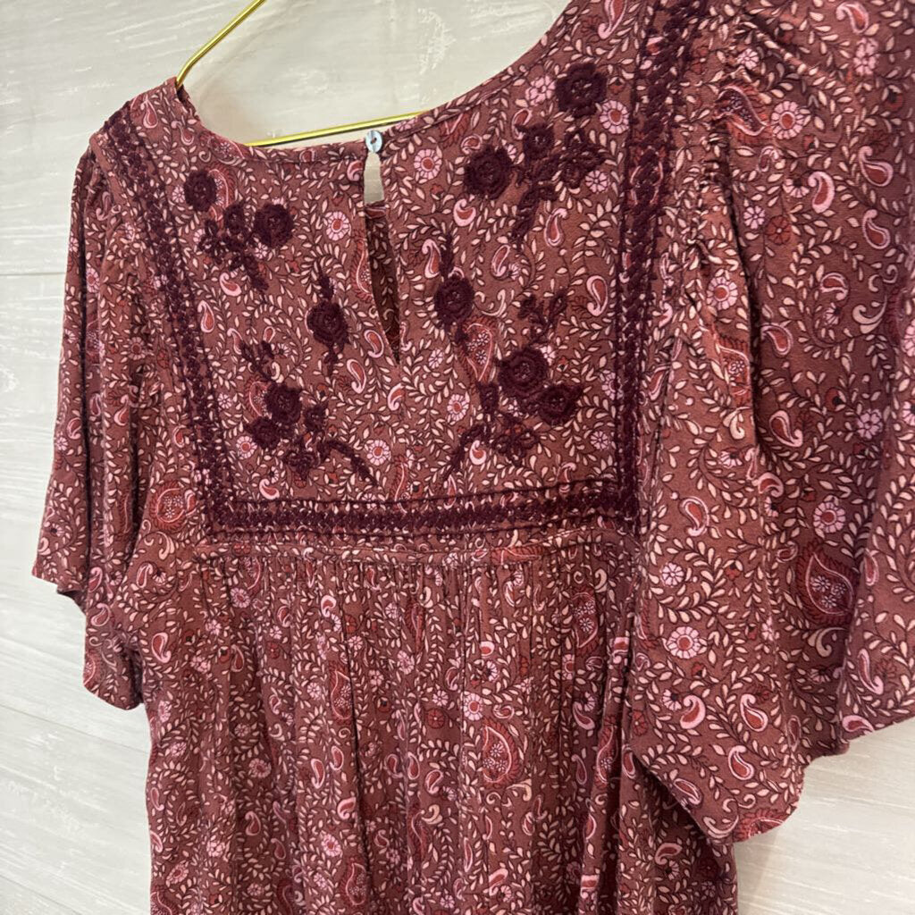 Lucky Brand Printed Short Sleeve Top Medium