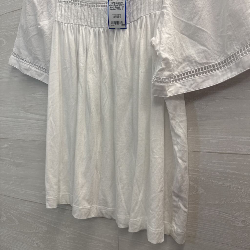 White Square Neck Short Sleeve Top Medium