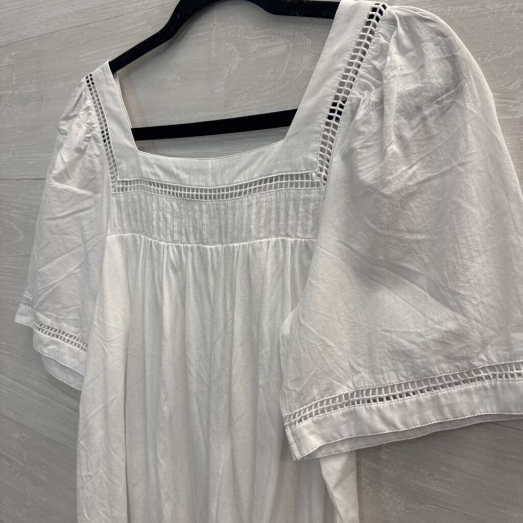 White Square Neck Short Sleeve Top Medium