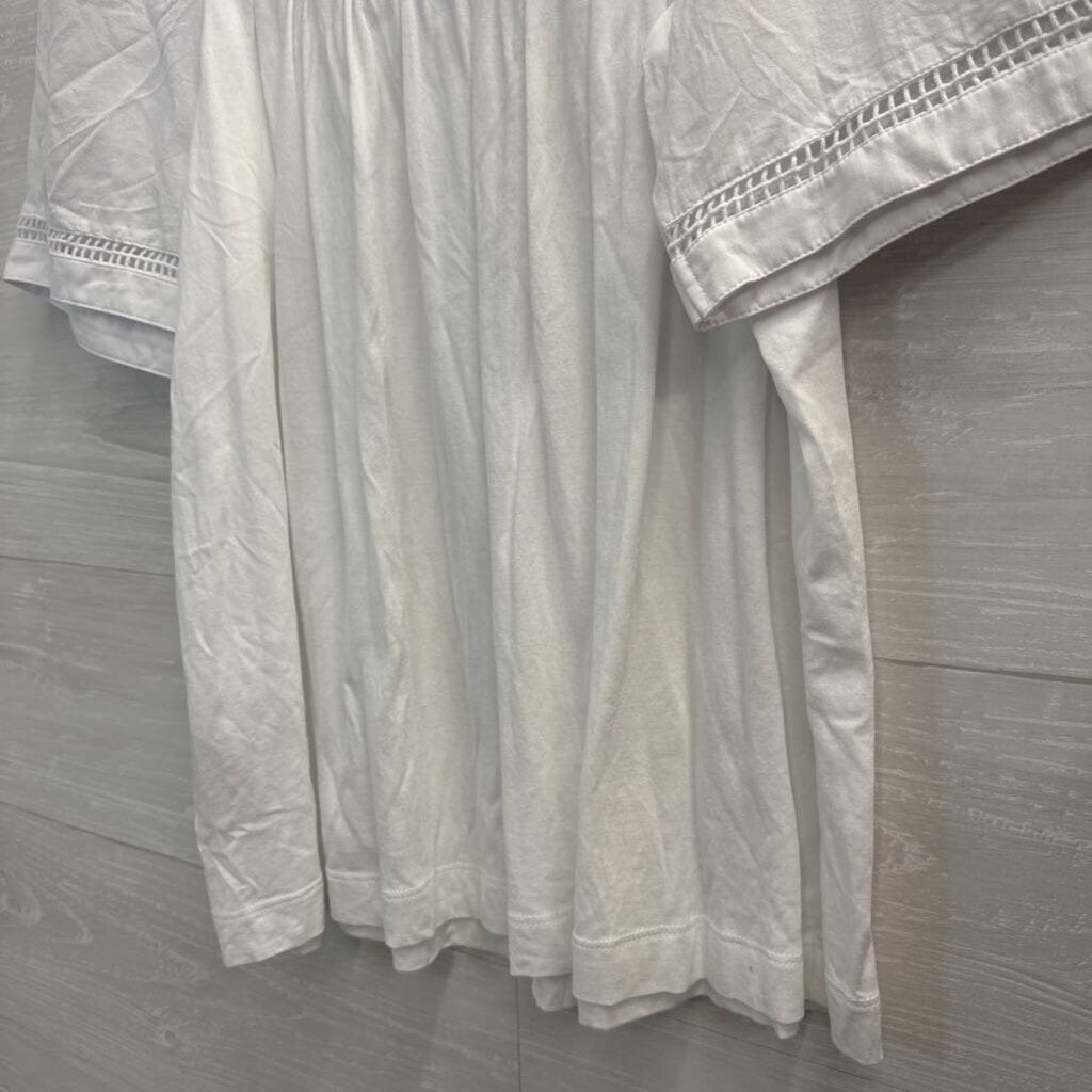 White Square Neck Short Sleeve Top Medium