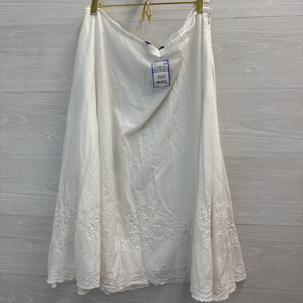 Ralph Lauren White Embroidered Midi Skirt 14
