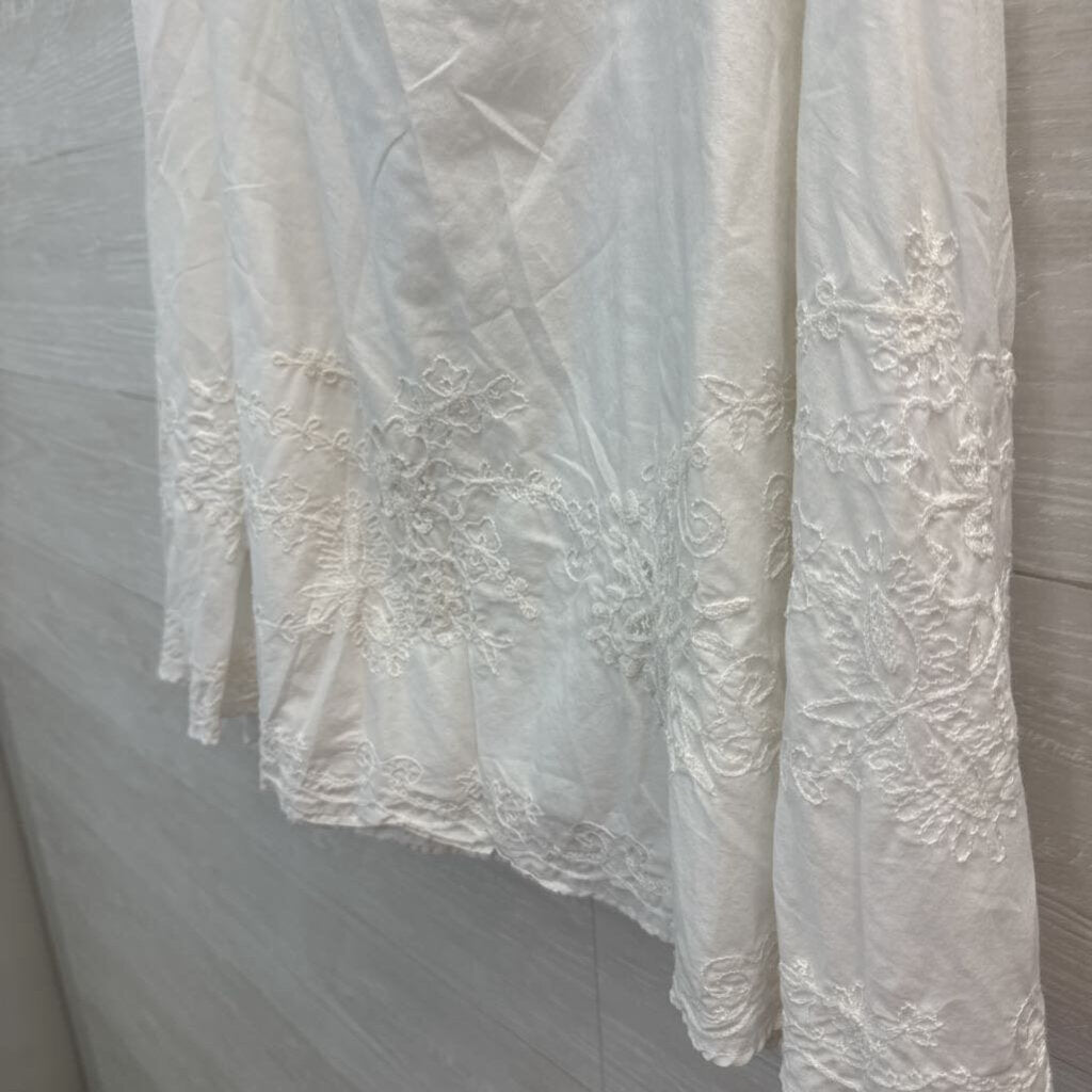 Ralph Lauren White Embroidered Midi Skirt 14