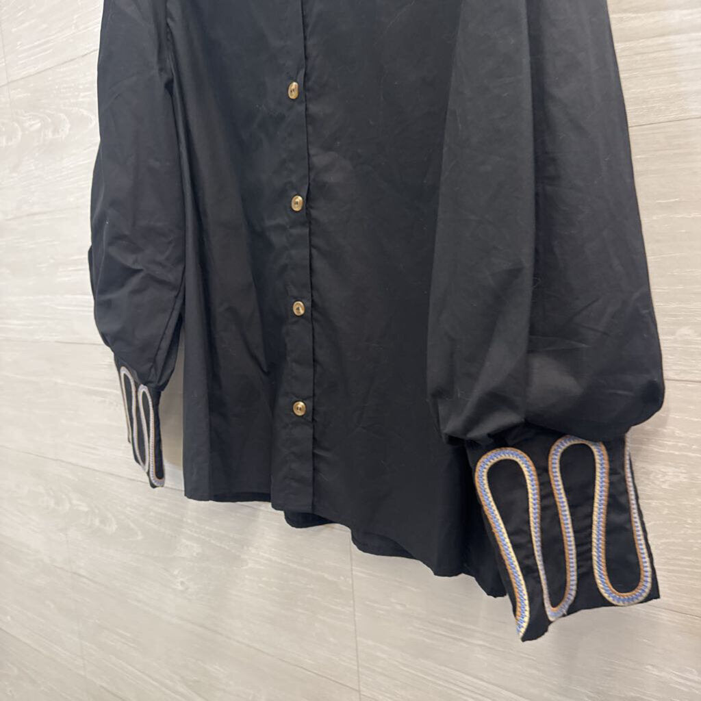 Jodifl Black Embroidered Long Sleeve Shirt Small
