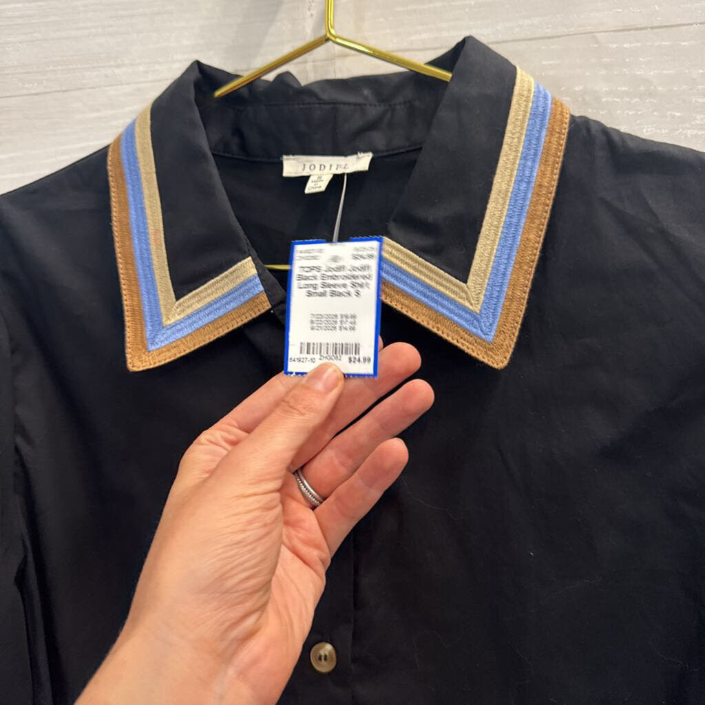 Jodifl Black Embroidered Long Sleeve Shirt Small