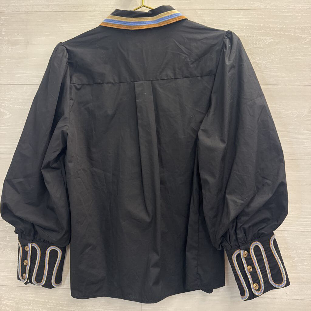 Jodifl Black Embroidered Long Sleeve Shirt Small