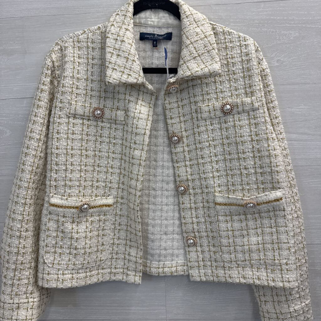 Simply Southern Cropped Tweed Jacket Medium