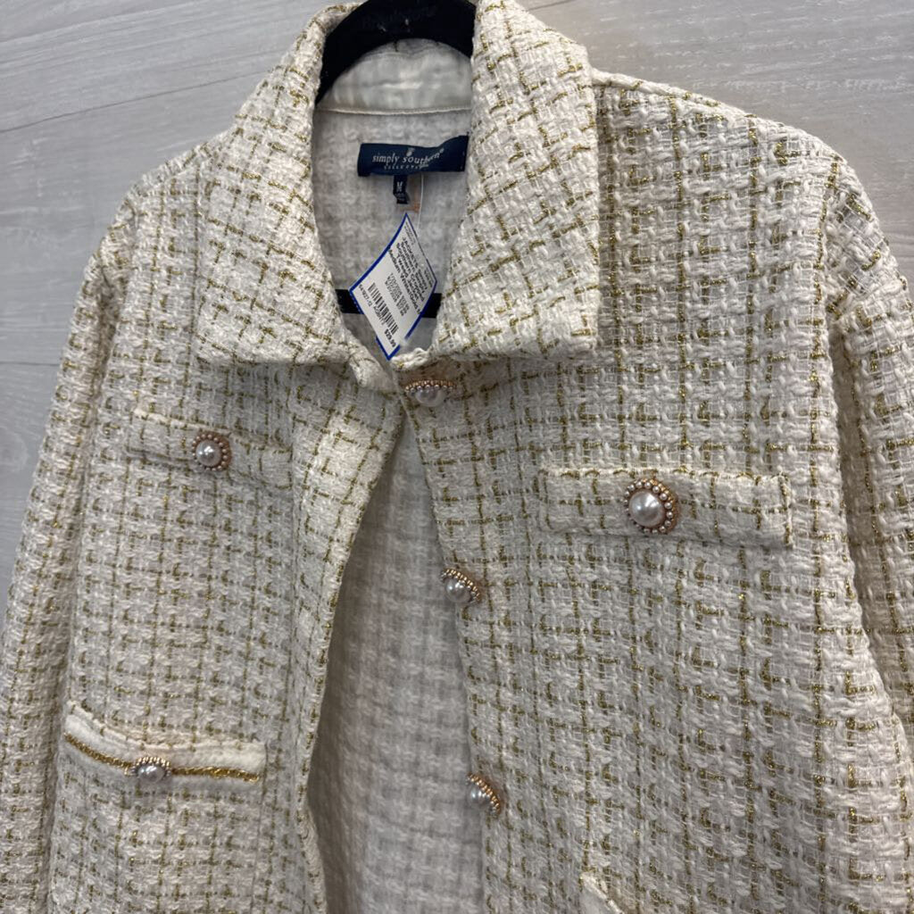 Simply Southern Cropped Tweed Jacket Medium