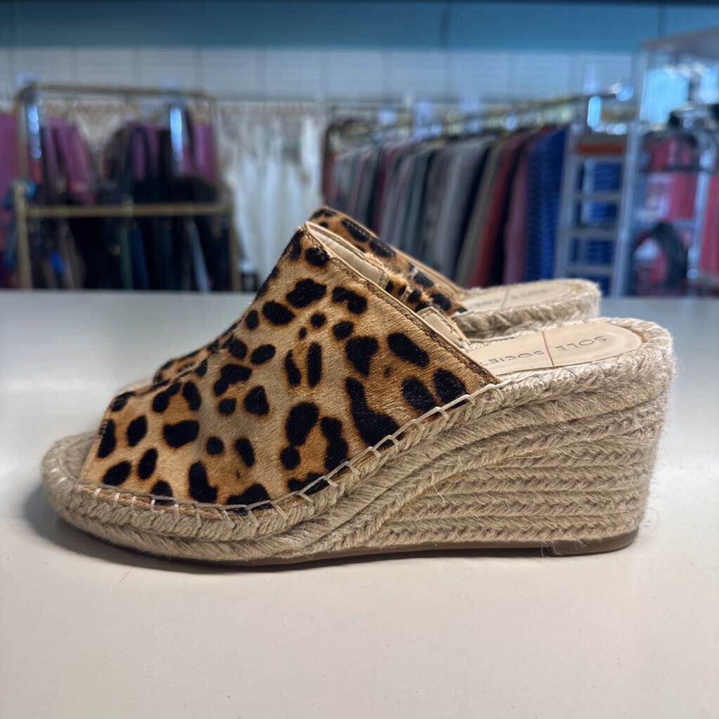 Sole Society Cheetah Print Wedge Sandals 8.5