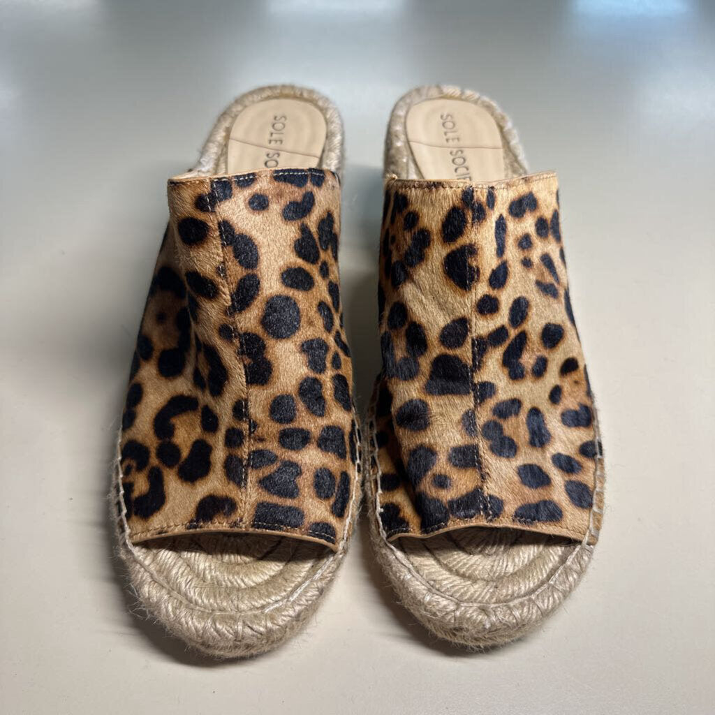 Sole Society Cheetah Print Wedge Sandals 8.5