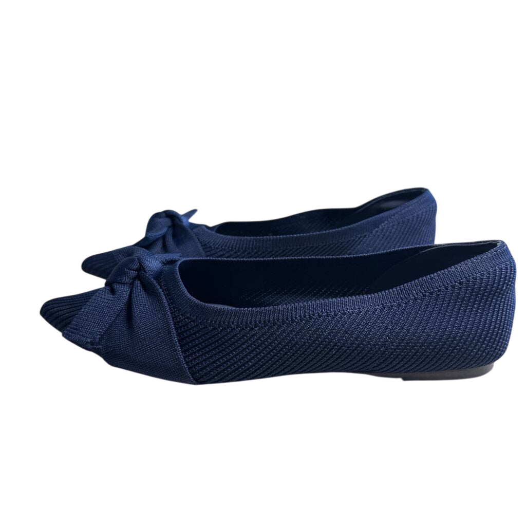 Tahari Navy Knit Flats With Bow 8.5