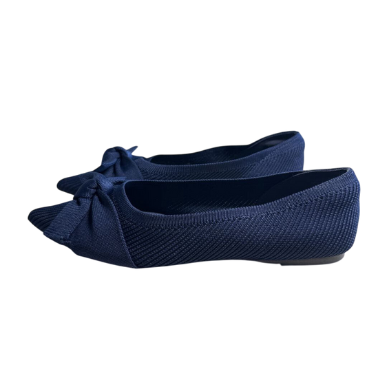Tahari Navy Knit Flats With Bow 8.5