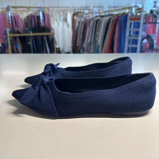 Tahari Navy Knit Flats With Bow 8.5