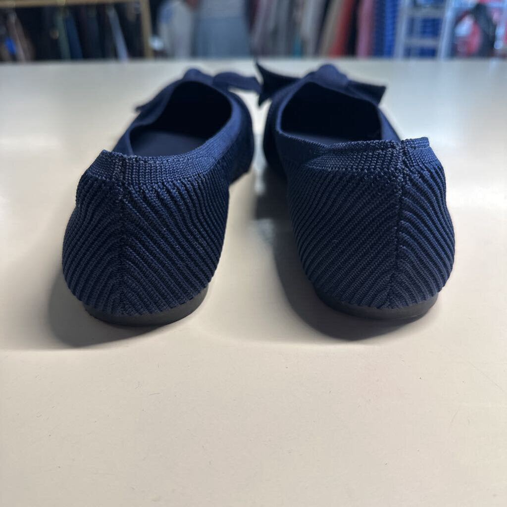 Tahari Navy Knit Flats With Bow 8.5