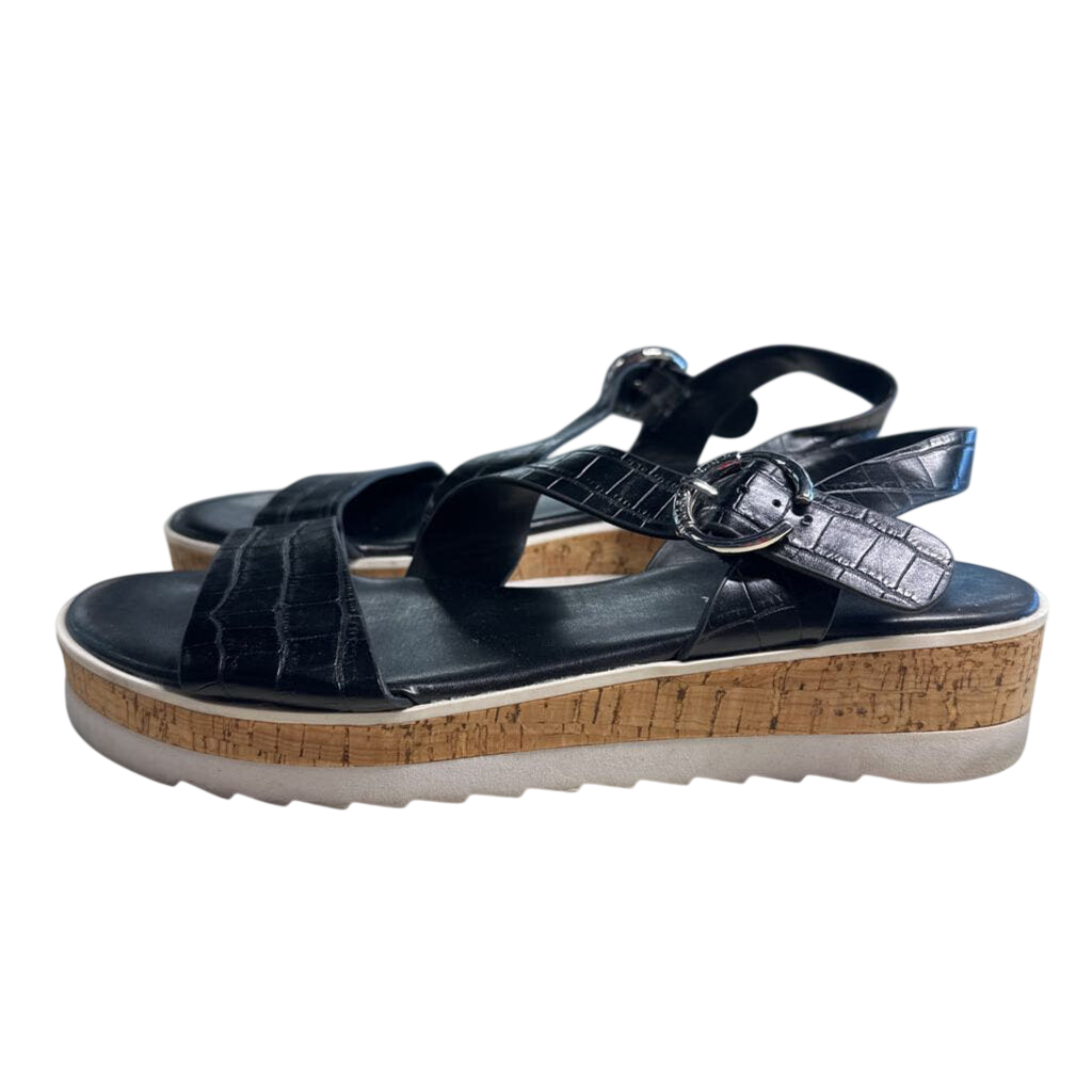 Marc Fisher Black Crocodile Sandals 8.5