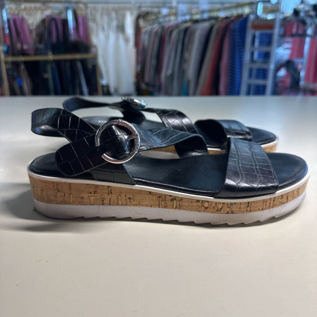 Marc Fisher Black Crocodile Sandals 8.5