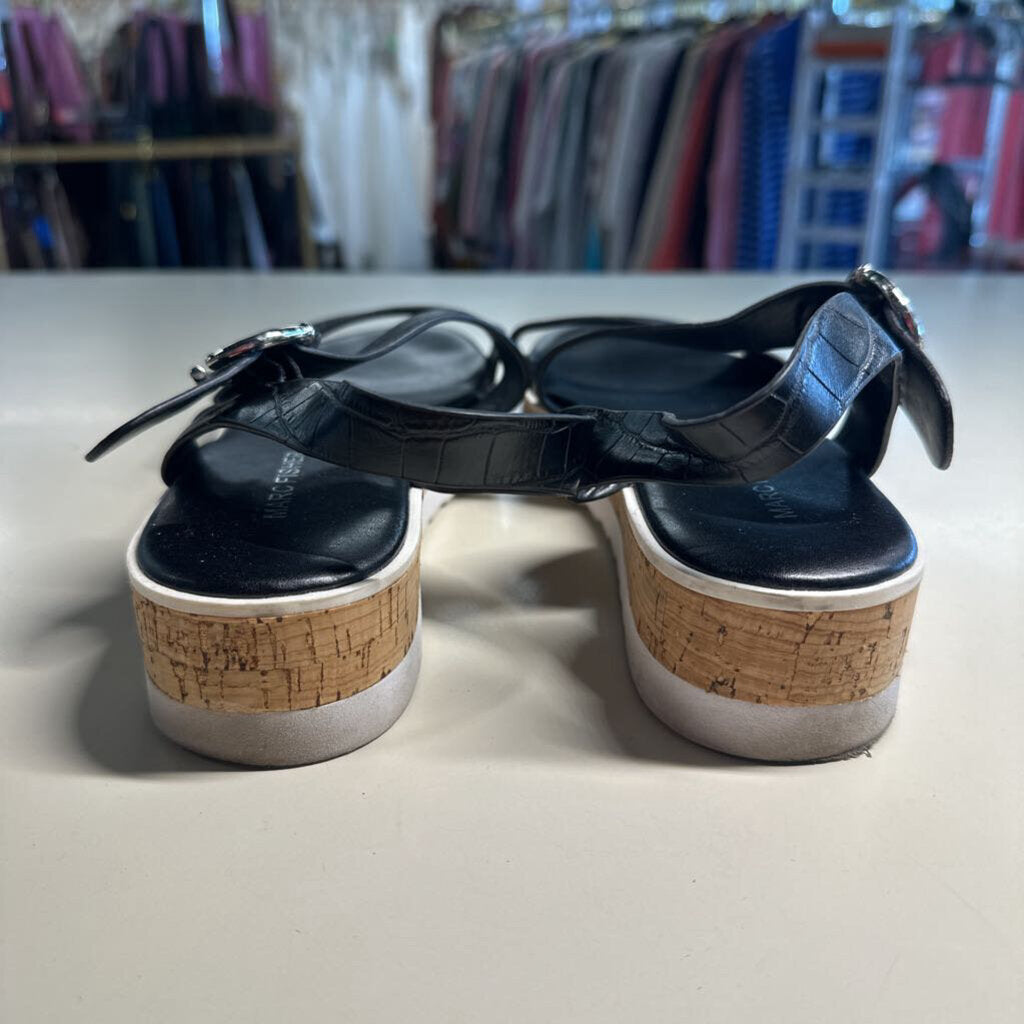 Marc Fisher Black Crocodile Sandals 8.5