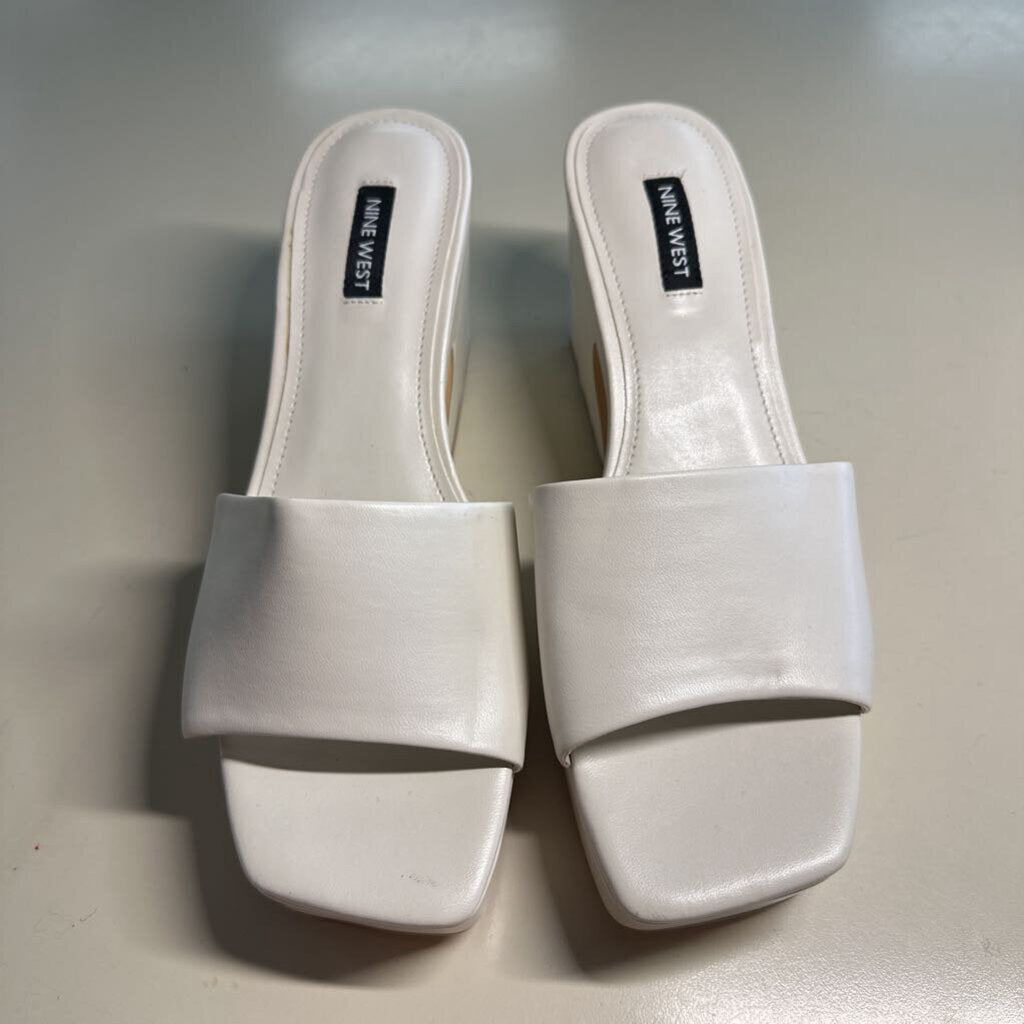 Nine West Cream Leather Platform Sandals 8.5