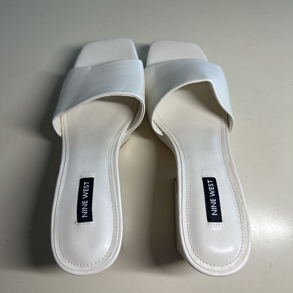Nine West Cream Leather Platform Sandals 8.5