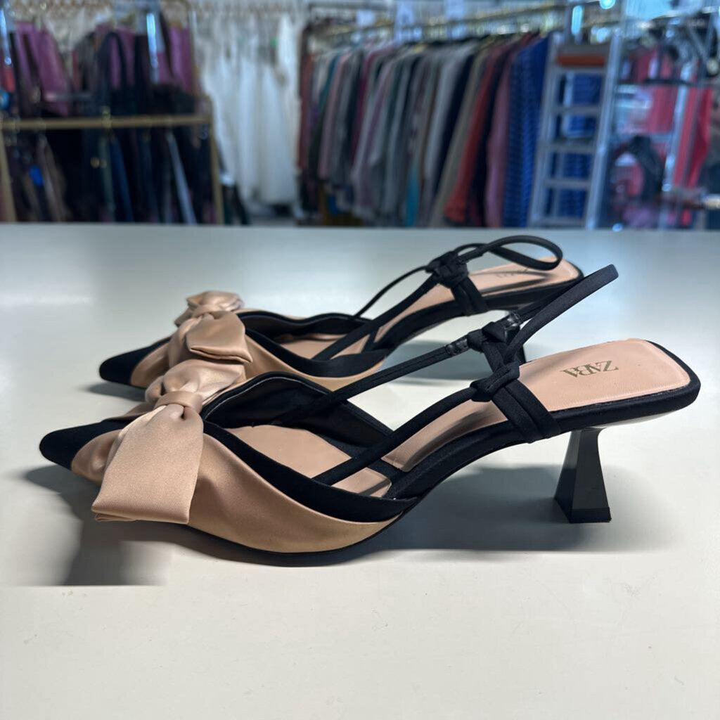 Zara Satin Bow Heels 39