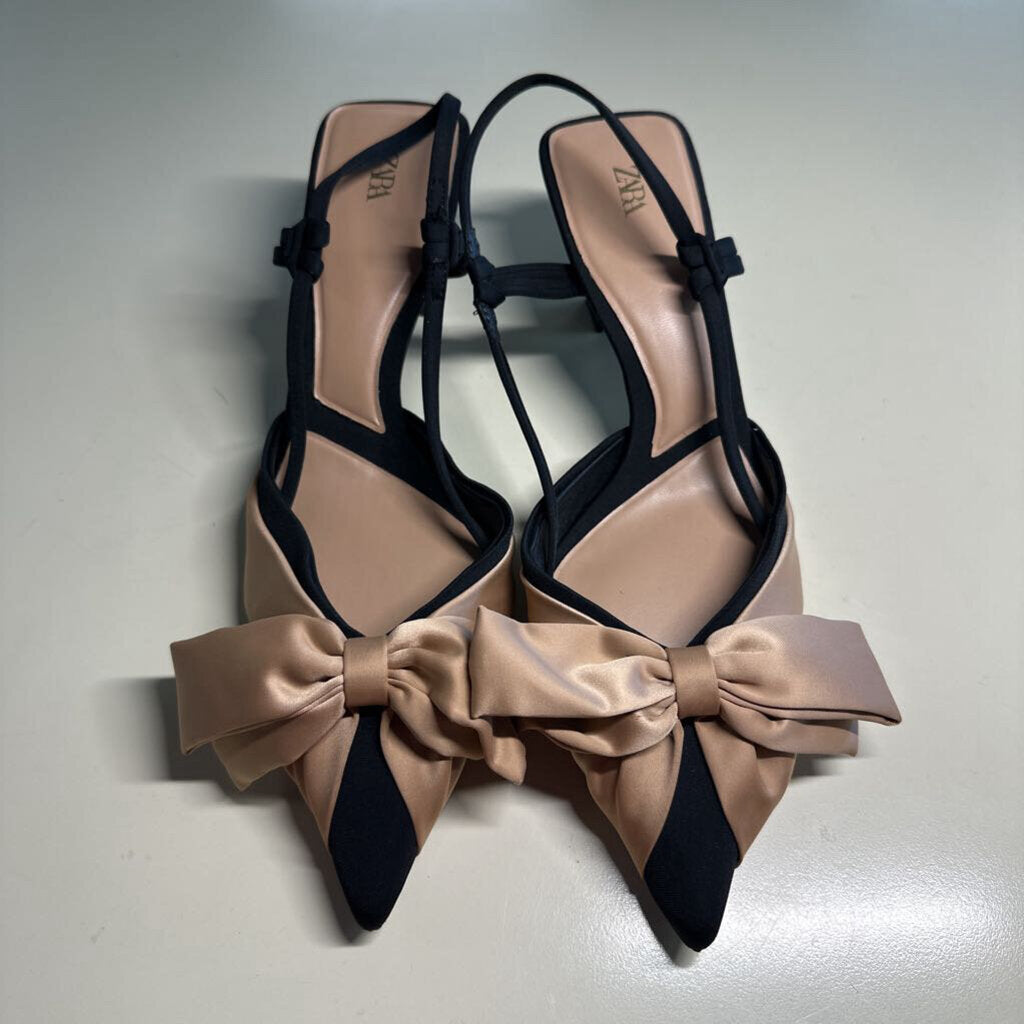 Zara Satin Bow Heels 39