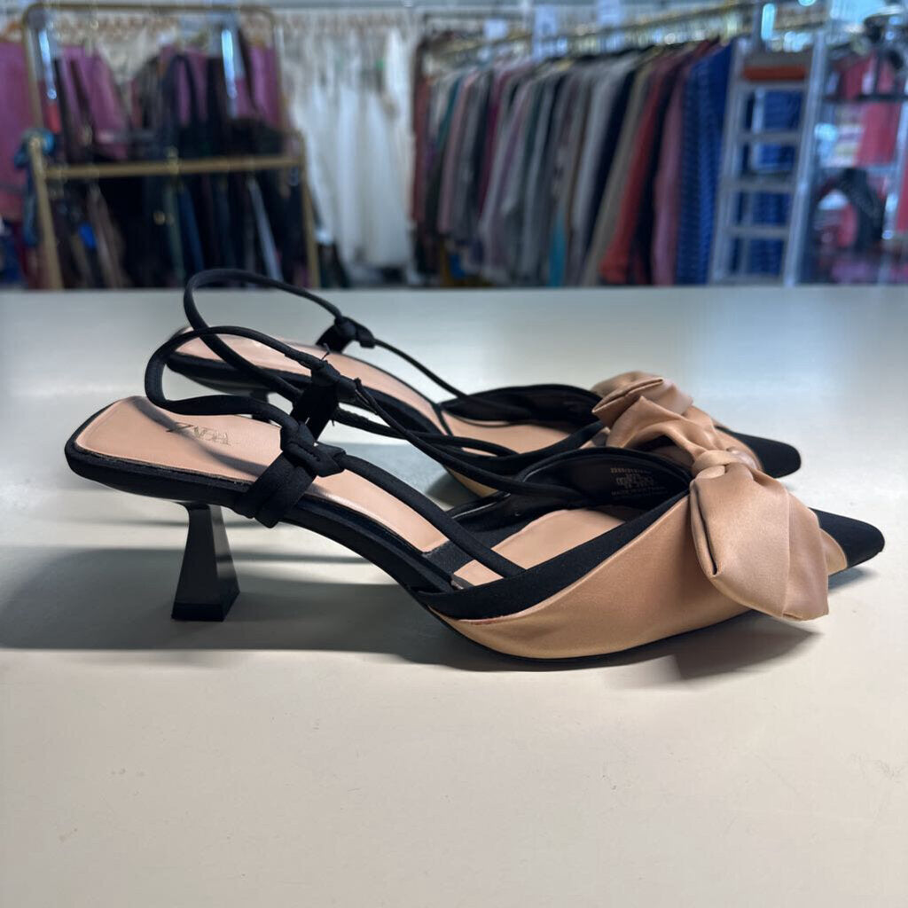 Zara Satin Bow Heels 39