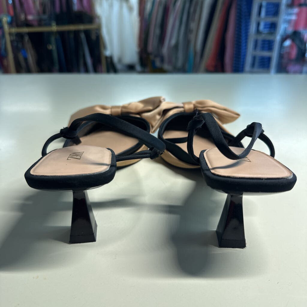 Zara Satin Bow Heels 39