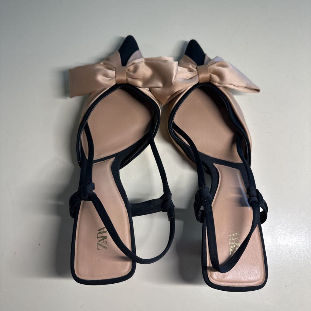 Zara Satin Bow Heels 39