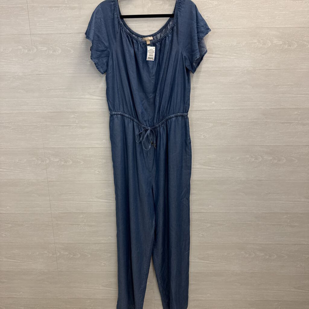 Appraisal Off The Shoulder Chambray Jumpsuit Large