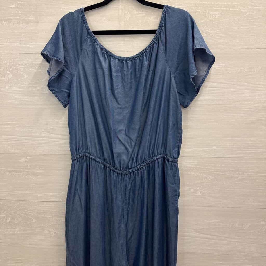 Appraisal Off The Shoulder Chambray Jumpsuit Large