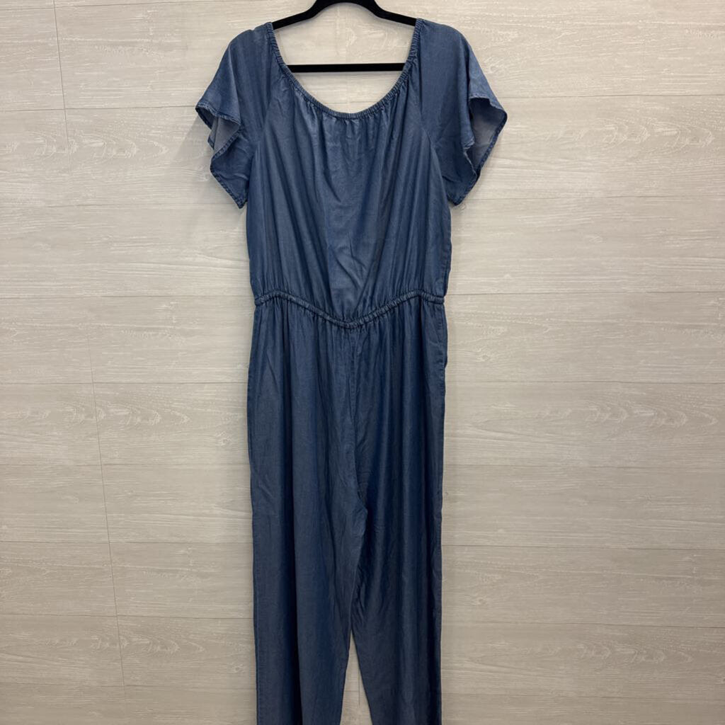 Appraisal Off The Shoulder Chambray Jumpsuit Large