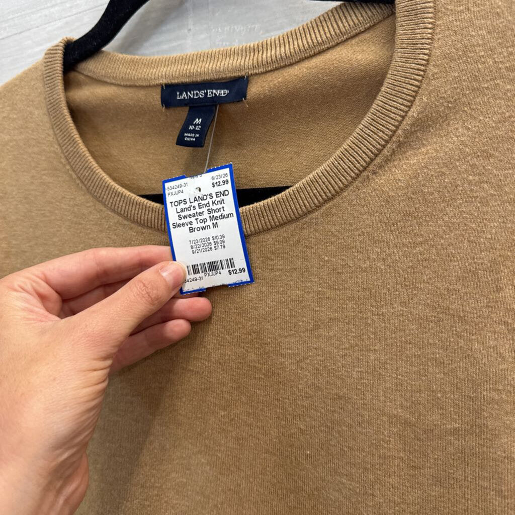 Land's End Knit Sweater Short Sleeve Top Medium