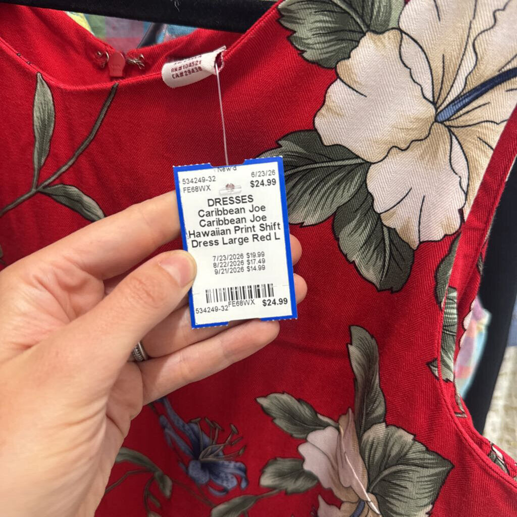 Caribbean Joe Hawaiian Print Shift Dress Large