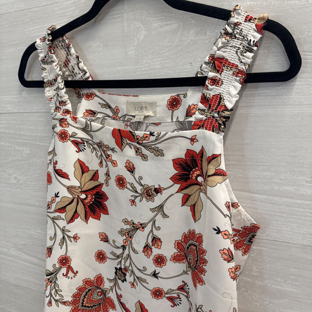 Loft Floral Print Cinched Strap Tank Top Medium