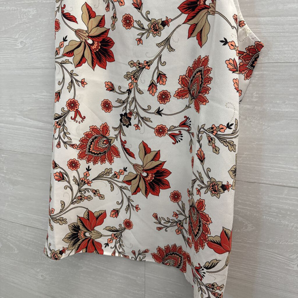 Loft Floral Print Cinched Strap Tank Top Medium