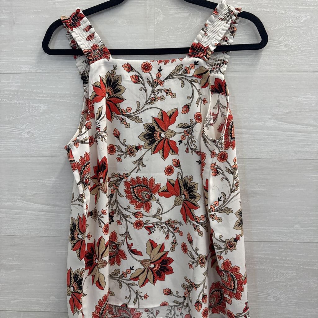 Loft Floral Print Cinched Strap Tank Top Medium