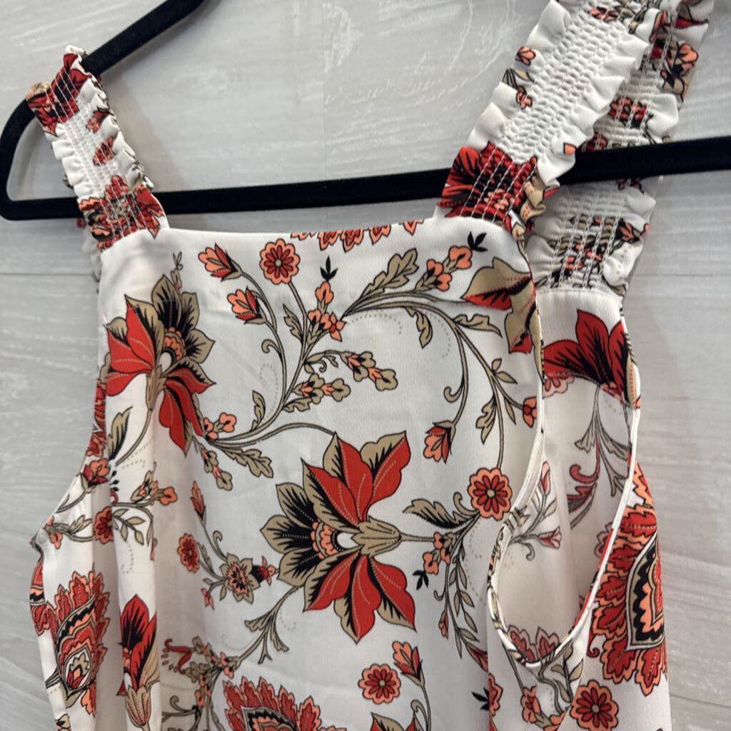 Loft Floral Print Cinched Strap Tank Top Medium