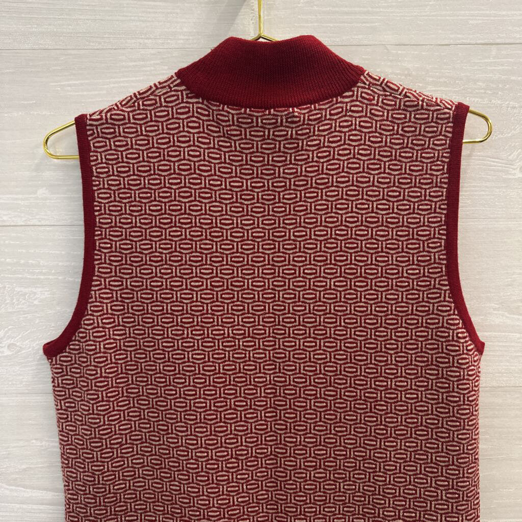 Jones New York Patterned Knit Mock Neck Sweater Vest Large