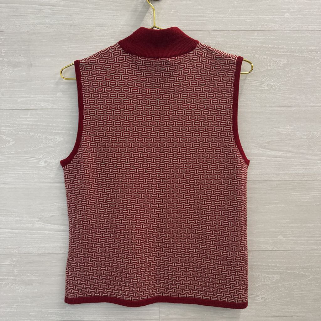 Jones New York Patterned Knit Mock Neck Sweater Vest Large